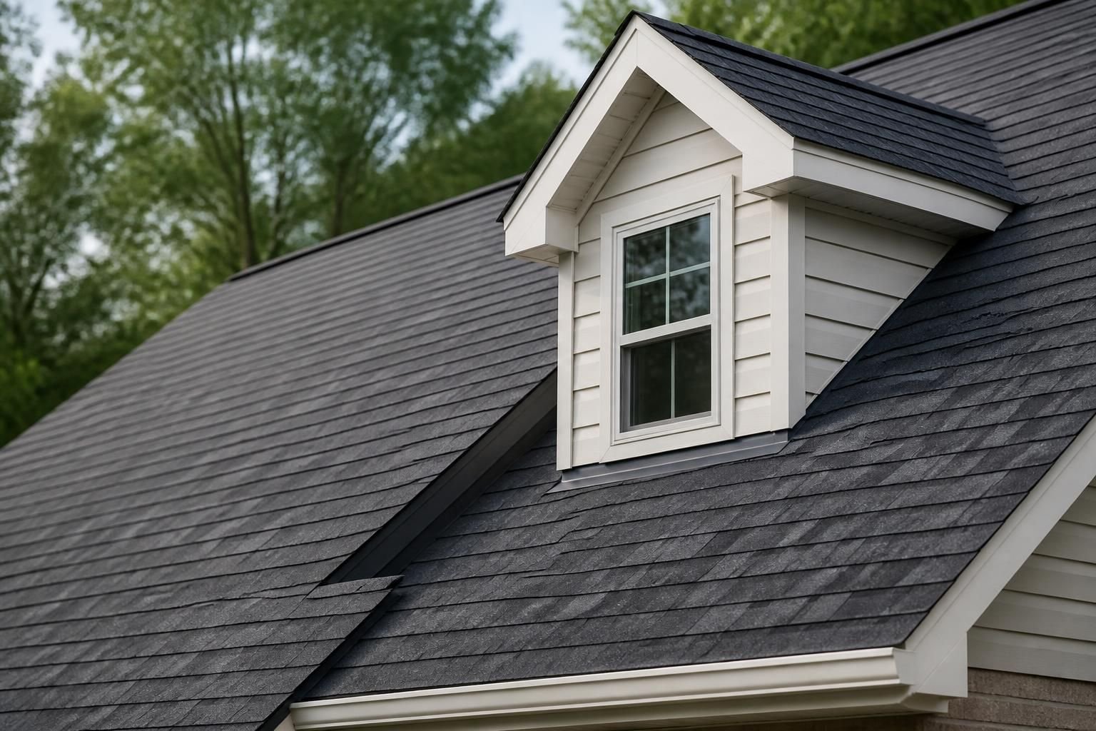 Freshly replaced roof with clean shingle rows.